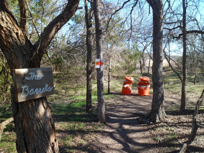 Barrels.  This is the signage on the bike side.  None on the hiking side.