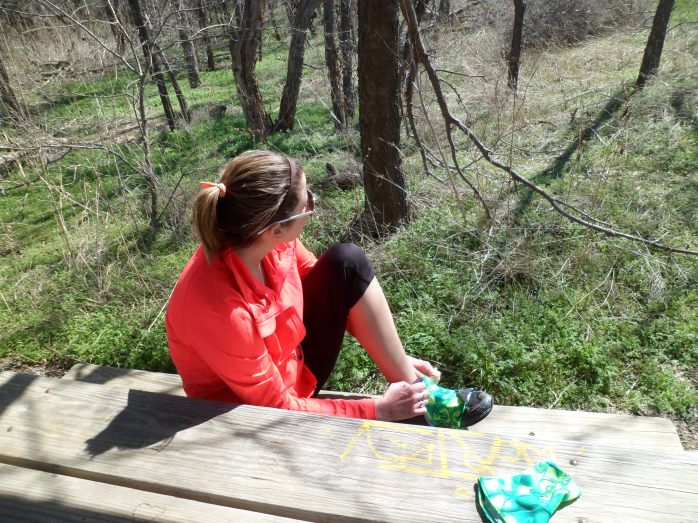 Court putting on her gaiters