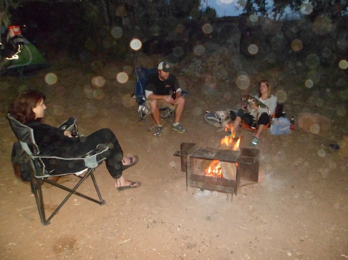 sitting around the fire as the sun went down with some crazy particulates on the lens
