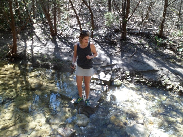 Court at one of the many creek crossings