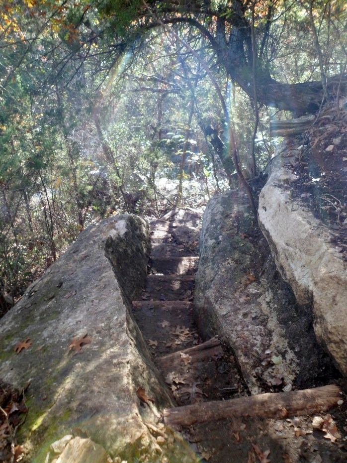 trail cut through the rock