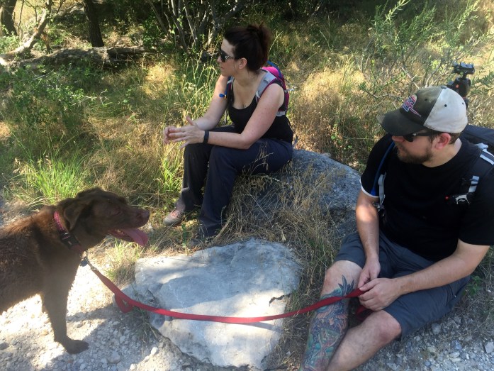 Greg and Cat resting with Sam