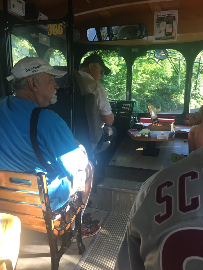 My dad on the trolley to downtown Cooperstown