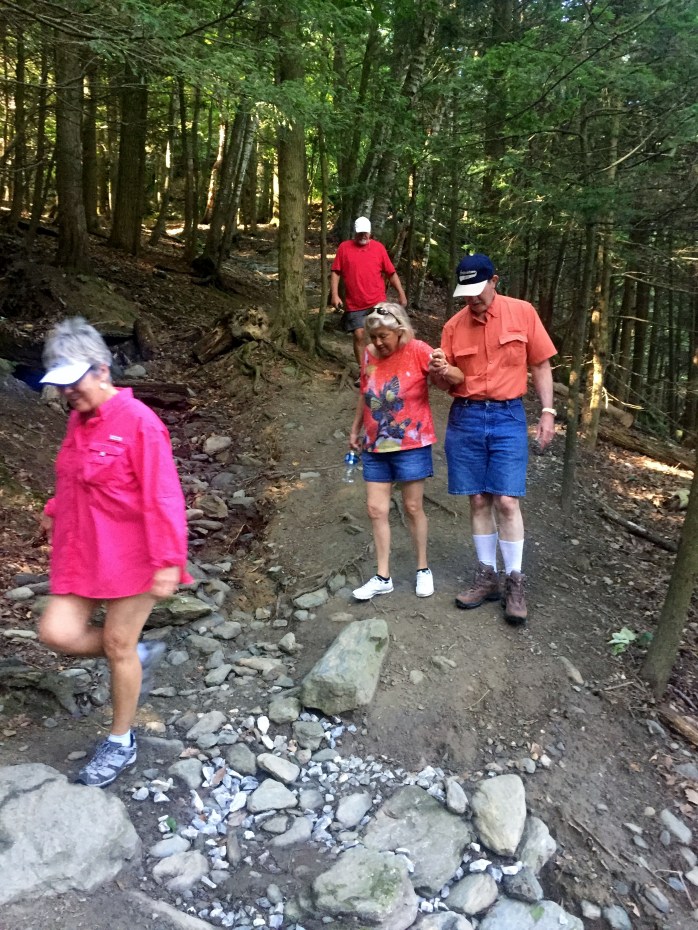 The full crew coming down the trail